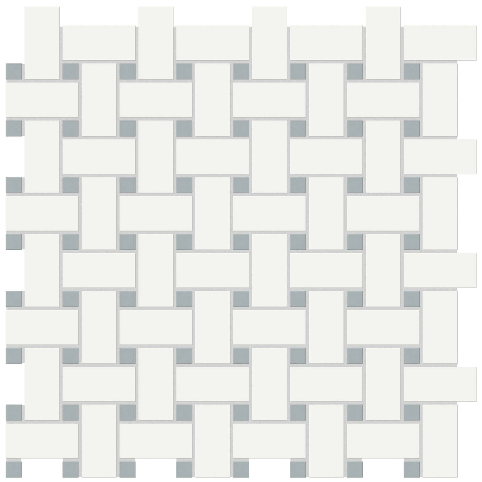 White w/Cloud Blue Matte Basketweave Mosaic | Gemini Tile and Marble