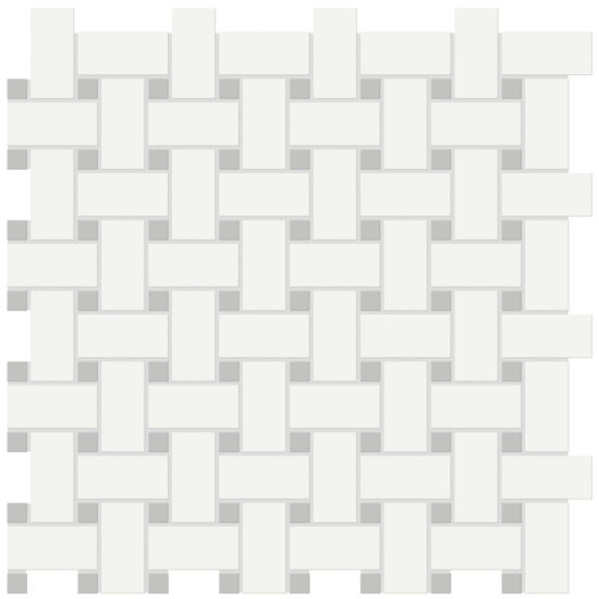 White w/Loft Grey Matte Basketweave Mosaic