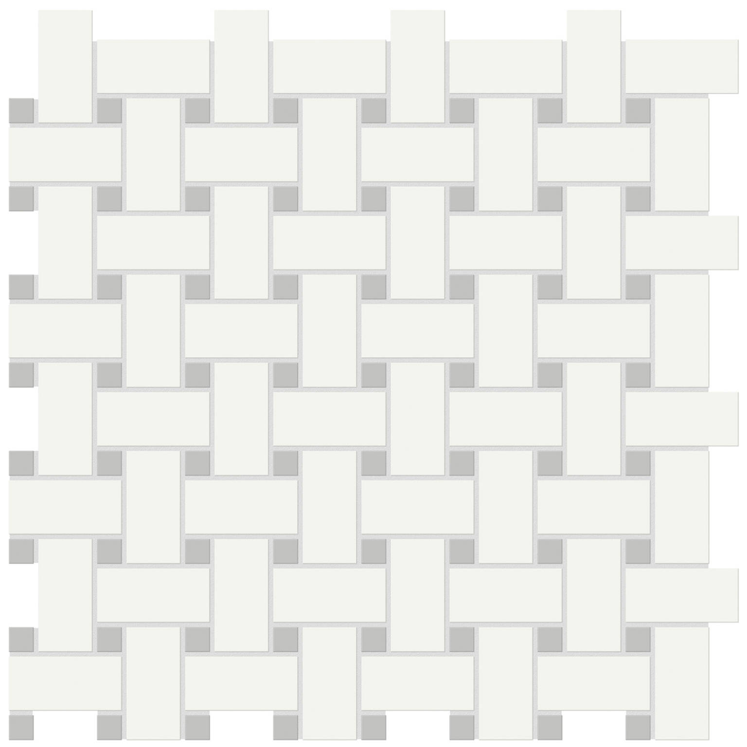 White w/Loft Grey Matte Basketweave Mosaic | Gemini Tile and Marble