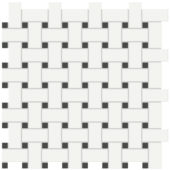 White w/Retro Black Matte Basketweave Mosaic | Gemini Tile and Marble