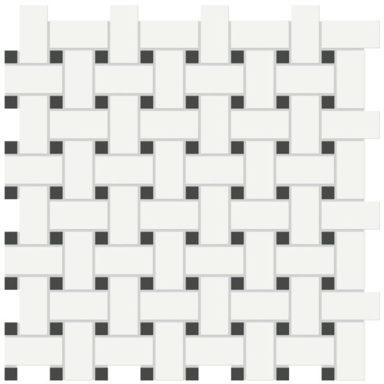 White w/Retro Black Matte Basketweave Mosaic