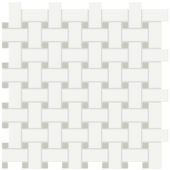 White w/Soft Sage Matte Basketweave Mosaic | Gemini Tile and Marble