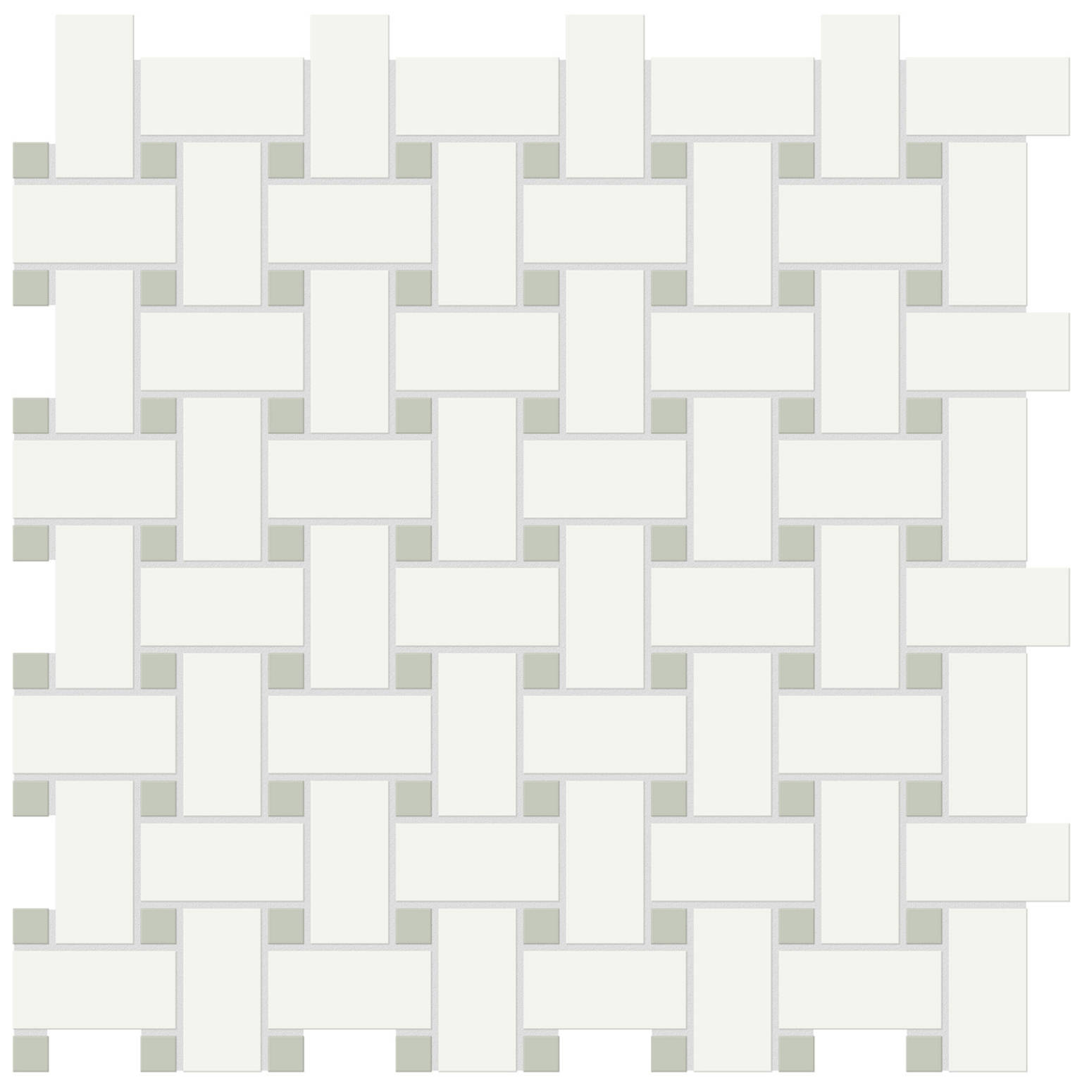 White w/Soft Sage Matte Basketweave Mosaic | Gemini Tile and Marble