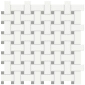 White w/Taupe Matte Basketweave Mosaic | Gemini Tile and Marble