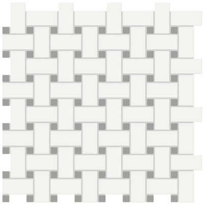 White w/Taupe Matte Basketweave Mosaic