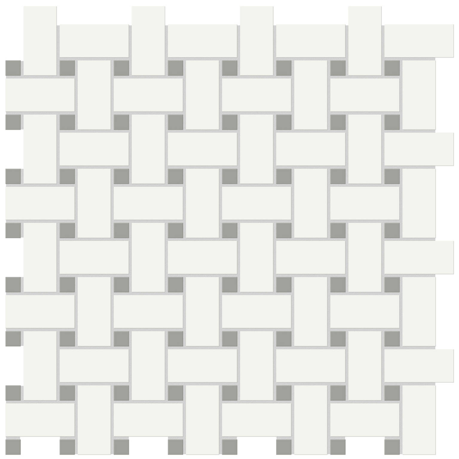 White w/Taupe Matte Basketweave Mosaic | Gemini Tile and Marble