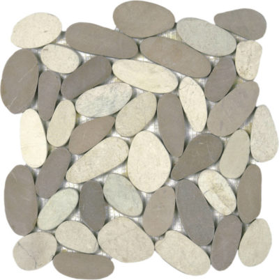 White/Beige Xl Sliced Matte Pebble Interlocking