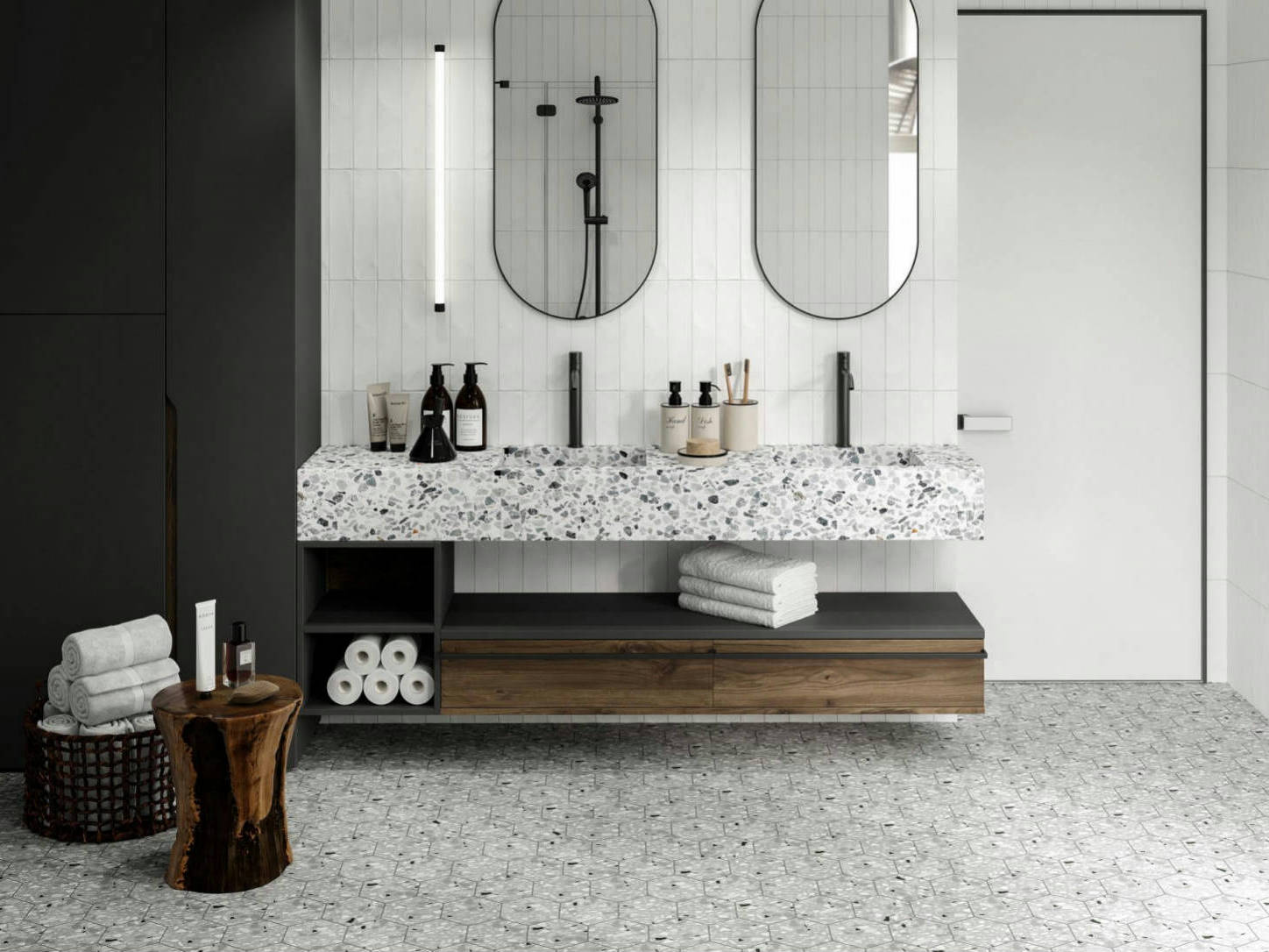 Altea 5.5X6.3” Grey and White Hexagon  | Gemini Tile and Marble