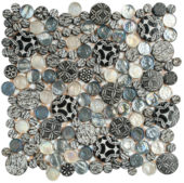 Black Penny Round Décor/Glass Stone Interlocking Mosaic | Gemini Tile and Marble