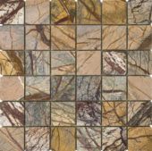 Forest Brown Polished Marble Mosaic 2"x2" | Gemini Tile and Marble