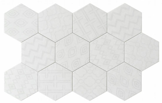 Form 5.5X6.3” White Decor Hexagon | Gemini Tile and Marble