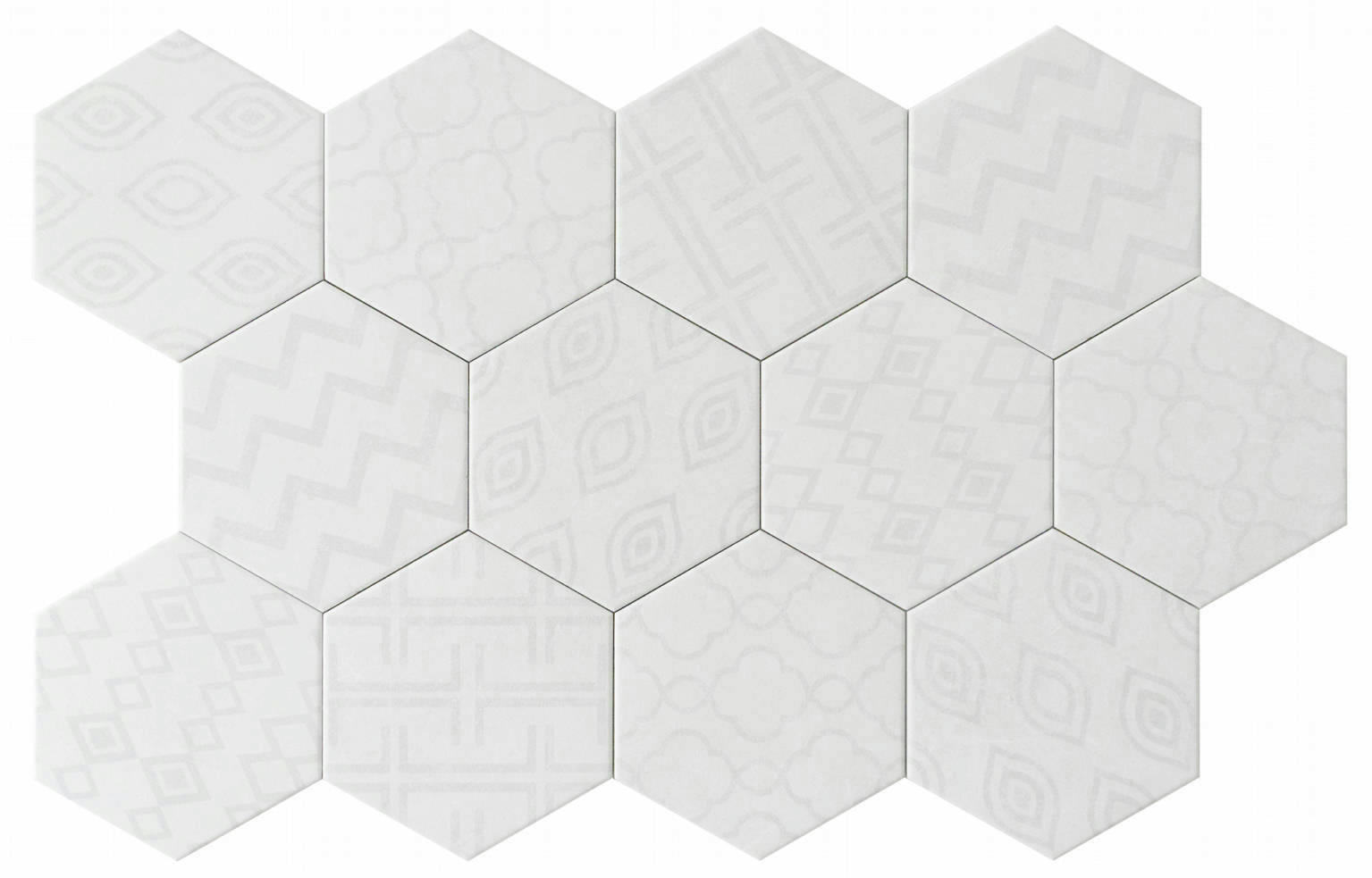 Form 5.5X6.3” White Decor Hexagon | Gemini Tile and Marble