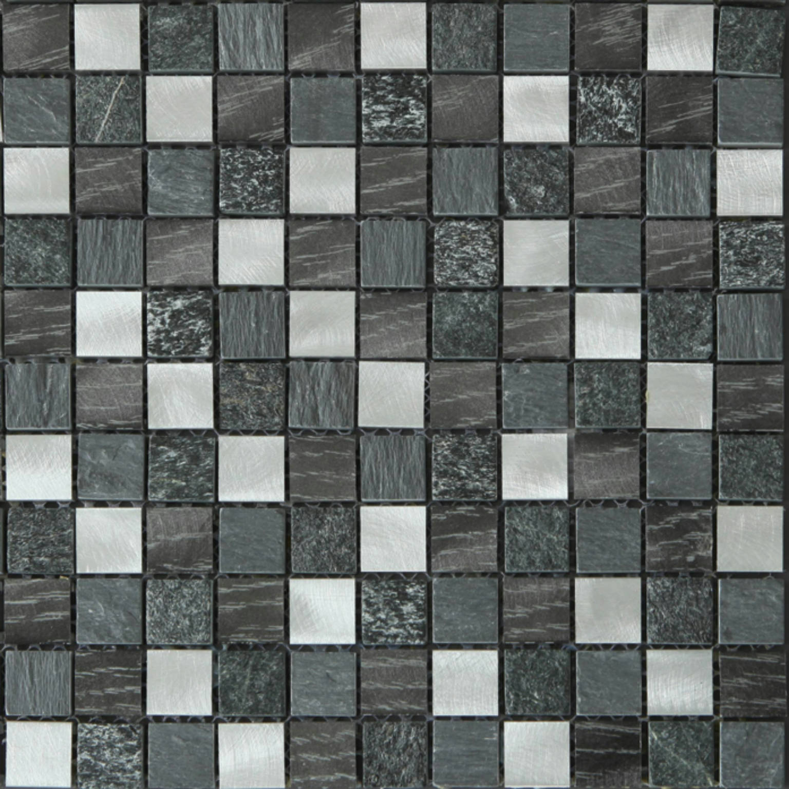 Grey/Black Stone Aluminum Mix Mosaic | Gemini Tile and Marble