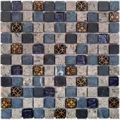 Grey/Blue Glass Mix Marble Mosaic 1 | Gemini Tile and Marble