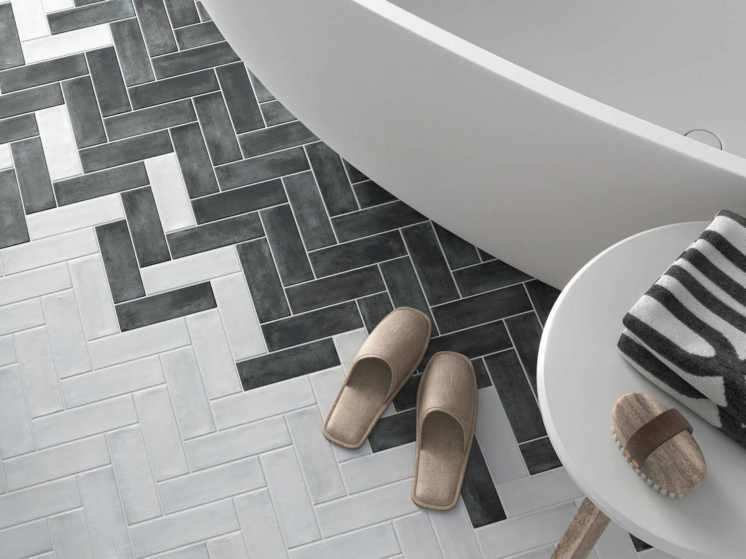 Lisbon 2X6 Pearl and Graphite | Gemini Tile and Marble