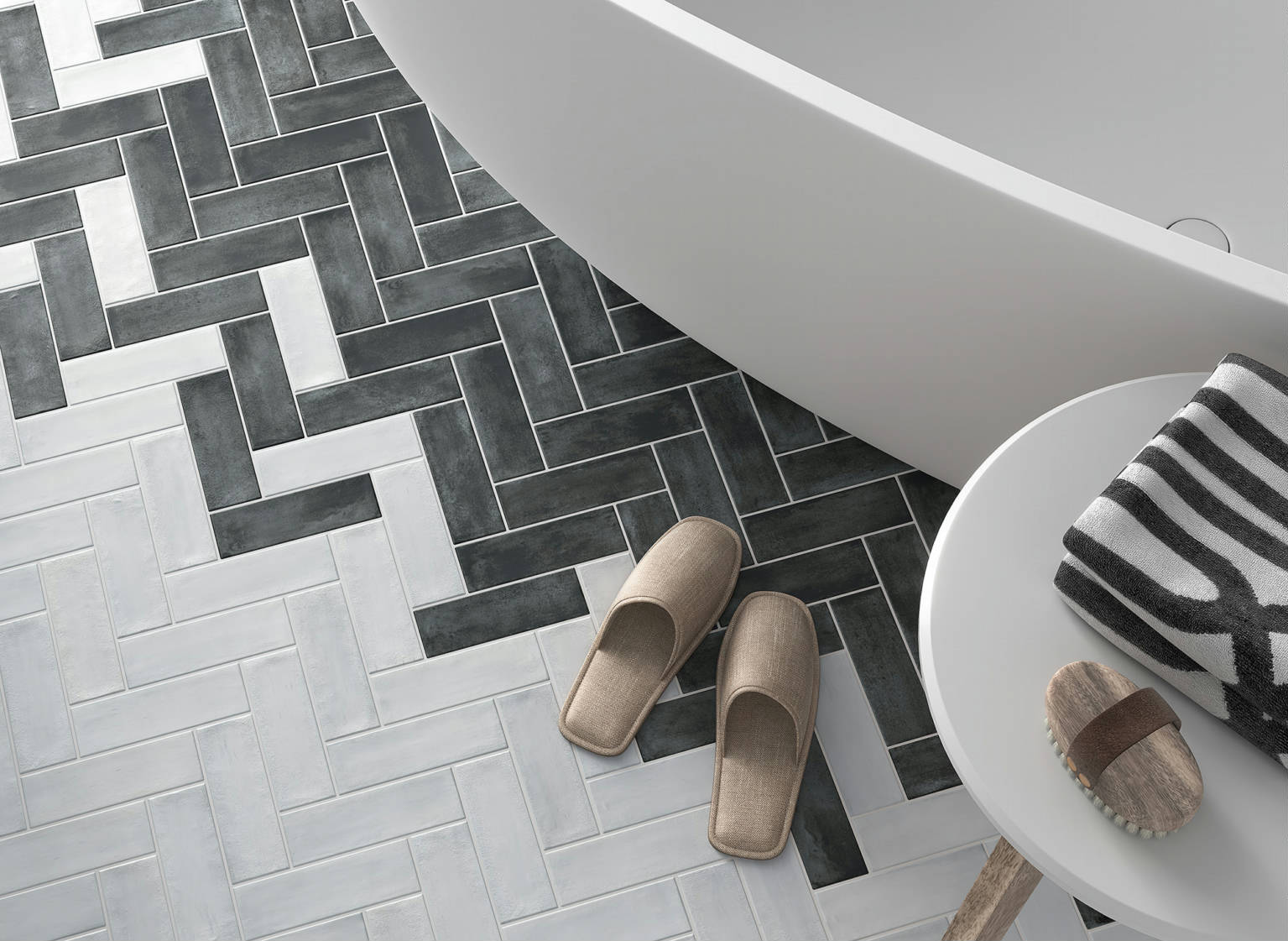 Lisbon 2X6 Pearl and Graphite | Gemini Tile and Marble