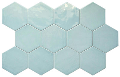 Ronda 5.5X6.3” Aqua Hexagon