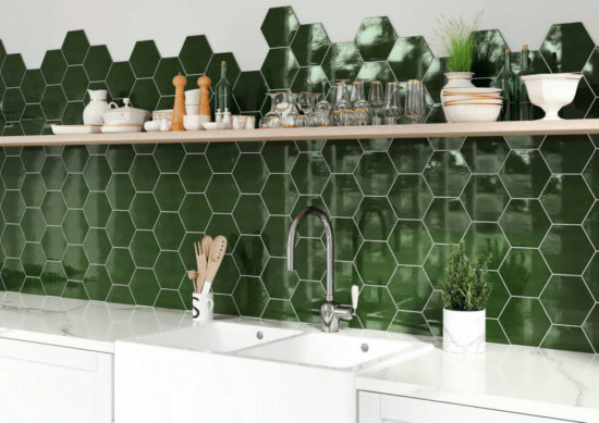 Ronda 5.5X6.3” Green Hexagon | Gemini Tile and Marble