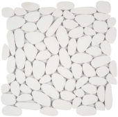 White Sliced Reconstituted Pebble Interlocking Mosaic | Gemini Tile and Marble