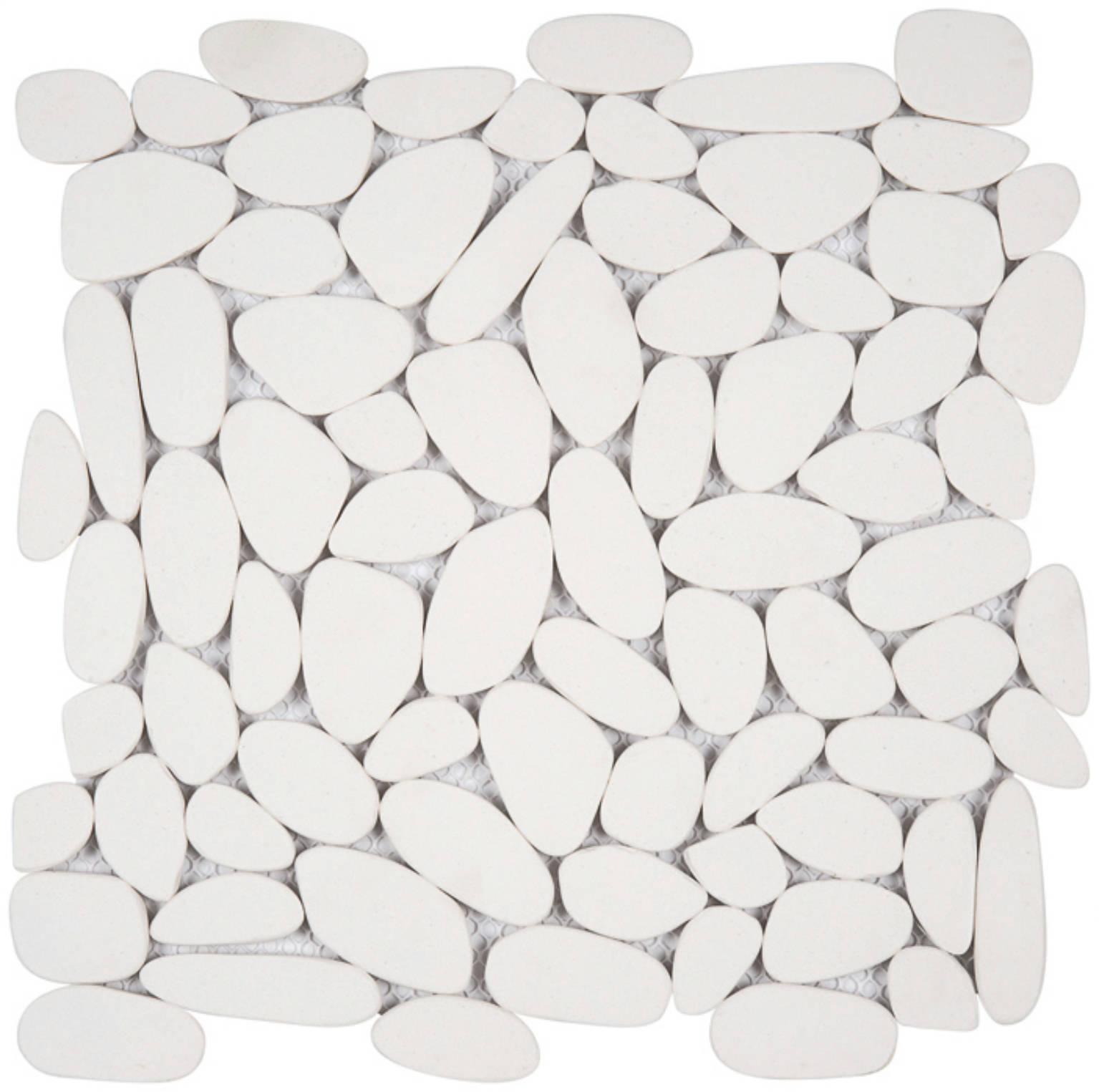 White Sliced Reconstituted Pebble Interlocking Mosaic | Gemini Tile and Marble