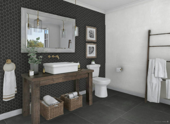 Ashland 3" Hexagon Black Mosaic | Gemini Tile and Marble