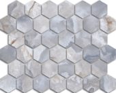 Treasure Blue Dream Onyx 2x2 Carved Hexagon Mosaic | Gemini Tile and Marble