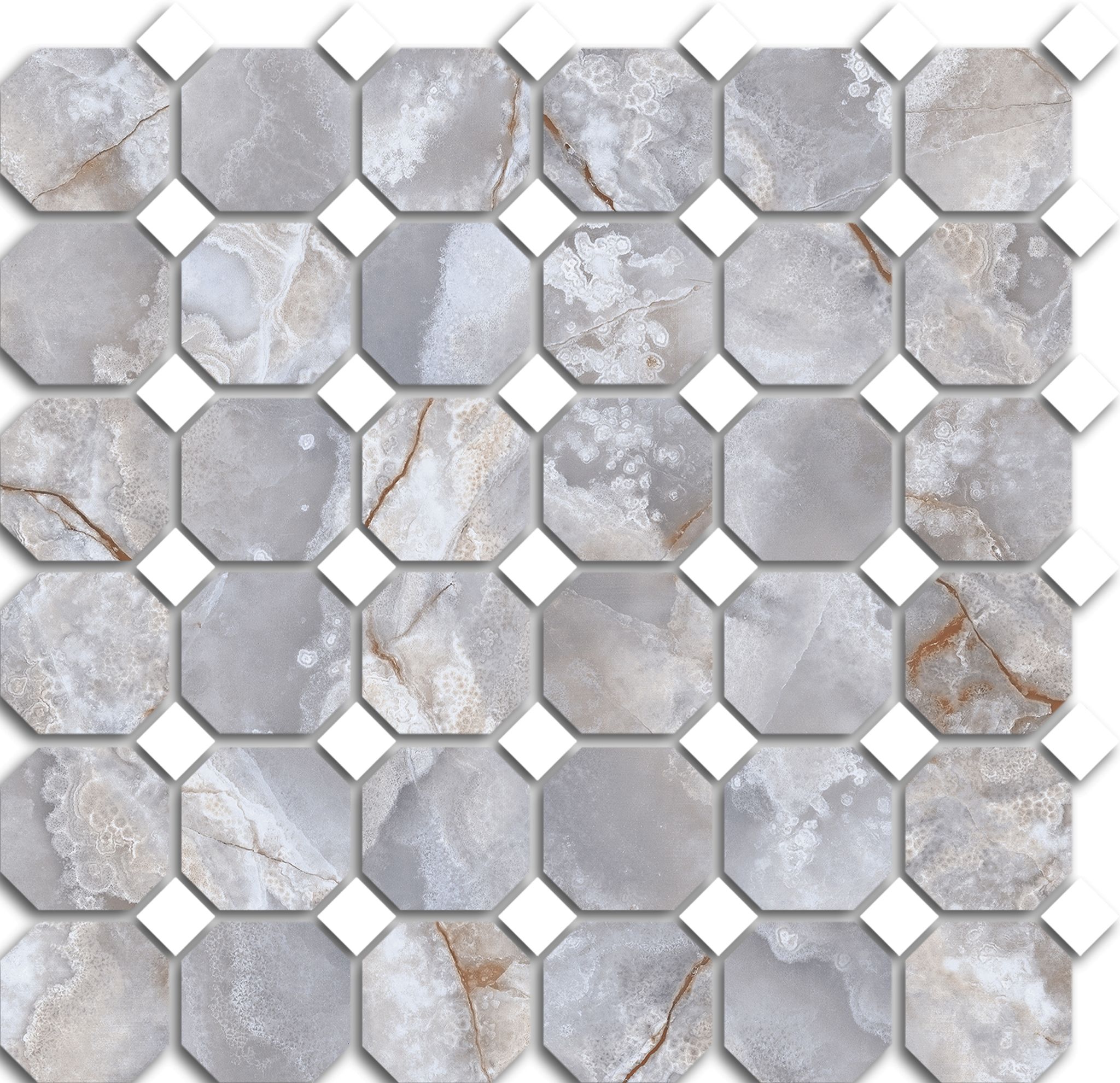 Treasure Blue Dream Onyx Polished Octagon/Dot Mosaic | Gemini Tile and Marble