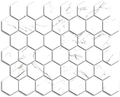 Treasure Ice White Marble 2×2 Polished Hexagon Mosaic