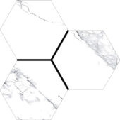 Treasure Ice White Marble 6" Carved Hexagon | Gemini Tile and Marble