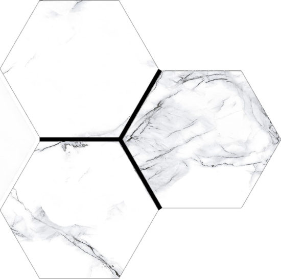 Treasure Ice White Marble 6" Carved Hexagon | Gemini Tile and Marble