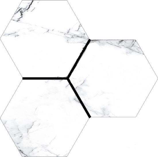 Treasure Ice White Marble 6" Carved Hexagon | Gemini Tile and Marble