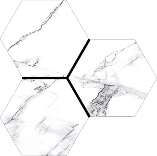 Treasure Ice White Marble 6" Carved Hexagon | Gemini Tile and Marble