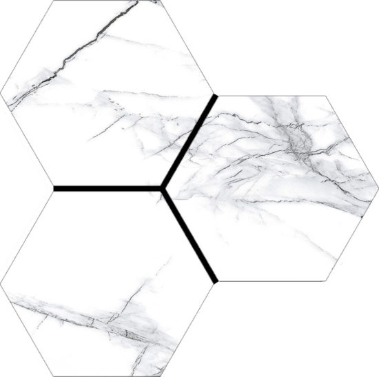 Treasure Ice White Marble 6" Carved Hexagon | Gemini Tile and Marble