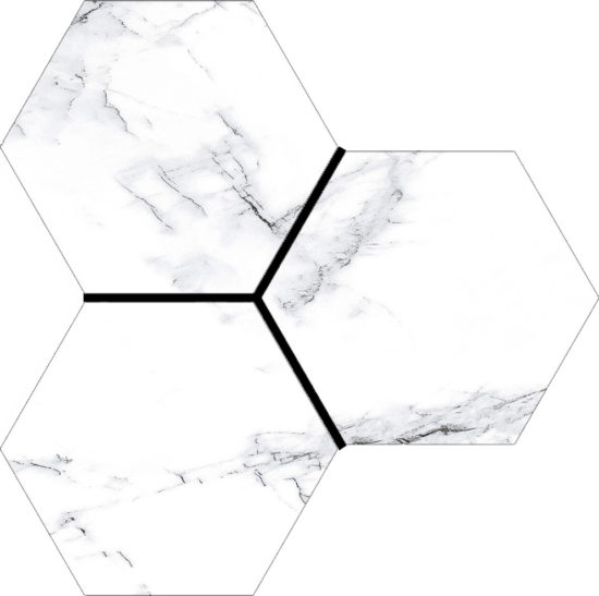 Treasure Ice White Marble 6" Carved Hexagon | Gemini Tile and Marble