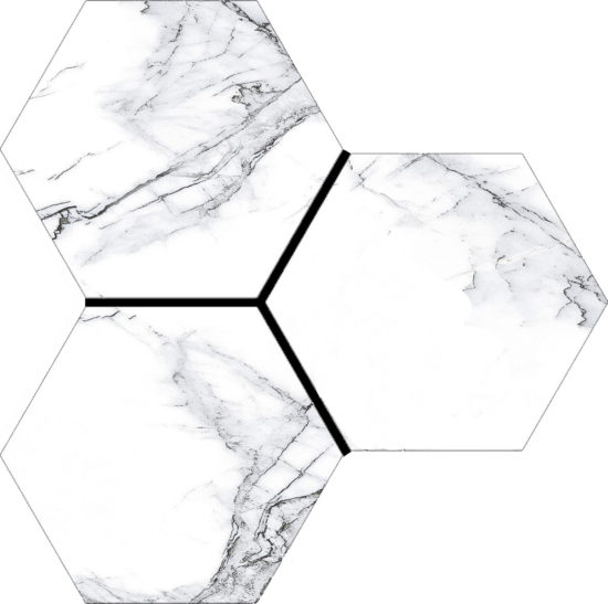 Treasure Ice White Marble 6" Carved Hexagon | Gemini Tile and Marble