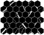 Treasure Midnight Nero 2x2 Carved Hexagon Mosaic | Gemini Tile and Marble