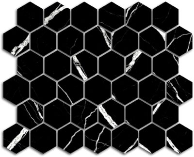 Treasure Midnight Nero 2×2 Carved Matte Hexagon Mosaic