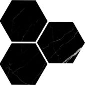 Treasure Midnight Nero 6" Carved Hexagon | Gemini Tile and Marble