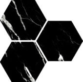 Treasure Midnight Nero 6" Carved Hexagon | Gemini Tile and Marble