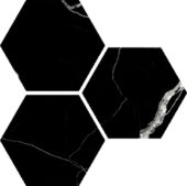 Treasure Midnight Nero 6" Carved Hexagon | Gemini Tile and Marble