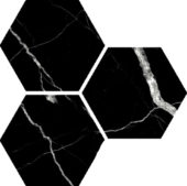 Treasure Midnight Nero 6" Carved Hexagon | Gemini Tile and Marble