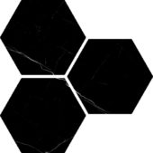 Treasure Midnight Nero 6" Carved Hexagon | Gemini Tile and Marble