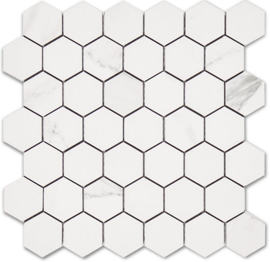 Treasure Statuario 2x2 Polished Hexagon Mosaic | Gemini Tile and Marble