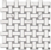 Treasure Statuario Polished Basketweave Mosaic | Gemini Tile and Marble