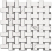 Treasure Statuario Polished Basketweave Mosaic | Gemini Tile and Marble