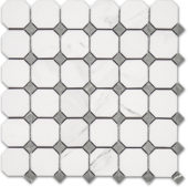 Treasure Statuario Polished Octagon/Dot Mosaic | Gemini Tile and Marble