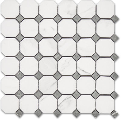 Treasure Statuario Polished Octagon/Dot Mosaic