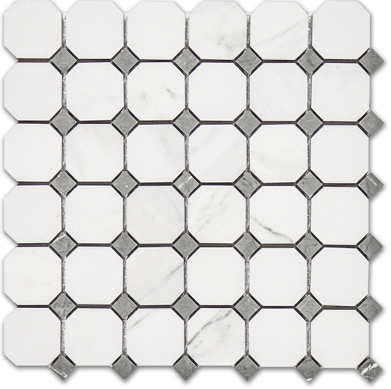 Treasure Statuario Polished Octagon/Dot Mosaic