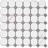 Treasure Statuario Polished Octagon/Dot Mosaic | Gemini Tile and Marble