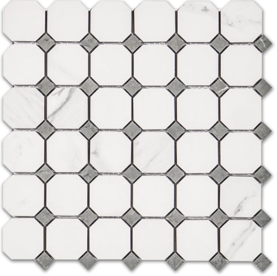 Treasure Statuario Polished Octagon/Dot Mosaic | Gemini Tile and Marble